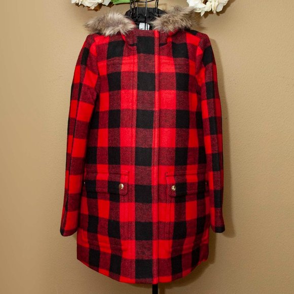 NWT J. Crew Hooded Vail Parka in Buffalo Check size 6 - Picture 2 of 8